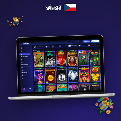Spinight pro PC – desktopový klient na notebooku a monitoru s tmavým herním rozhraním